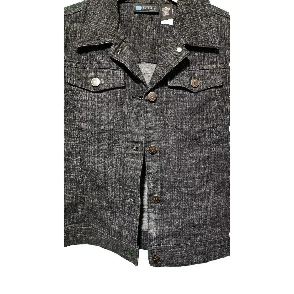 NWOT Relativity Jean Jacket Button Up Stretch Black Wash Women Size PS Fitted